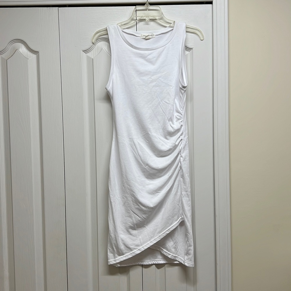 Treasure and bond white sleeveless ruched dress